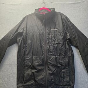 Columbia Mens Packable Windbreaker Jacket Black Full Zip Large Water-Resistant